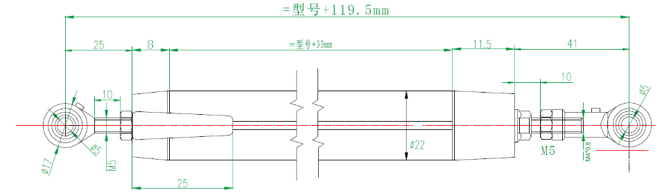 MIRAN米朗科技KPM22小型鉸接式位移傳感器安裝尺寸圖