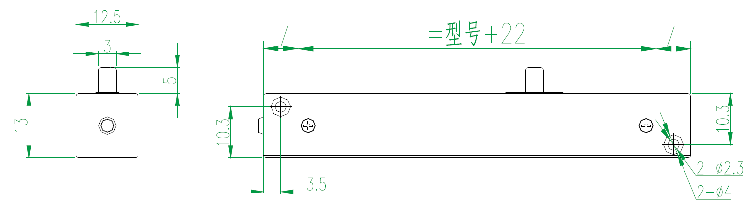 MIRAN米朗科技KSF微型滑塊式位移傳感器安裝尺寸圖