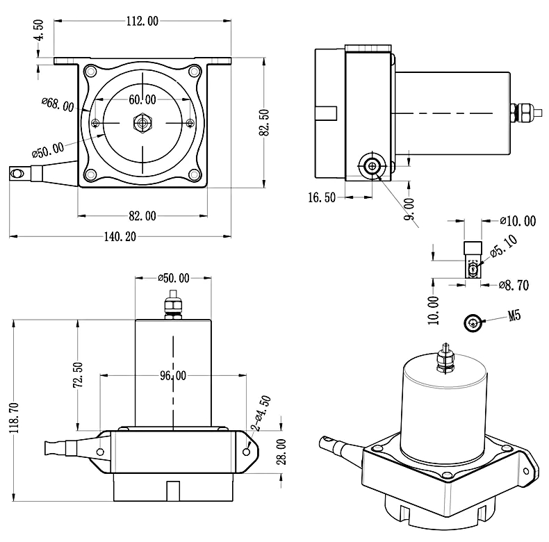 WEPFS1-M絕對(duì)值防水型拉繩位移傳感器安裝尺寸