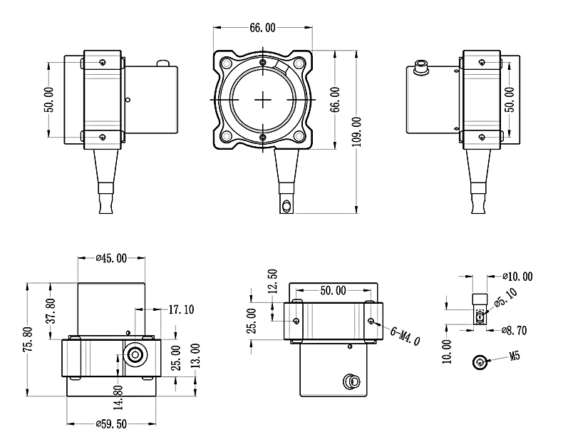 SM-S型拉線位移傳感器安裝尺寸