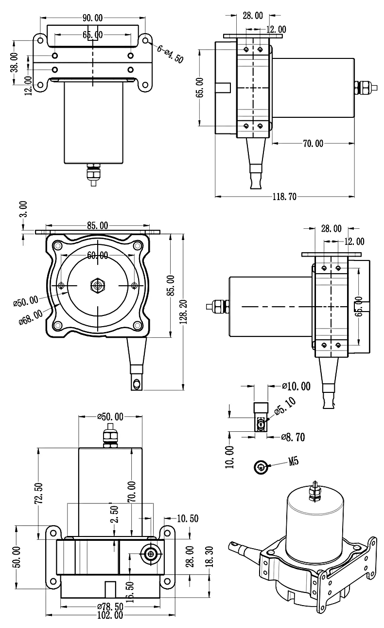 SMFS1-M防水型拉線位移傳感器安裝尺寸